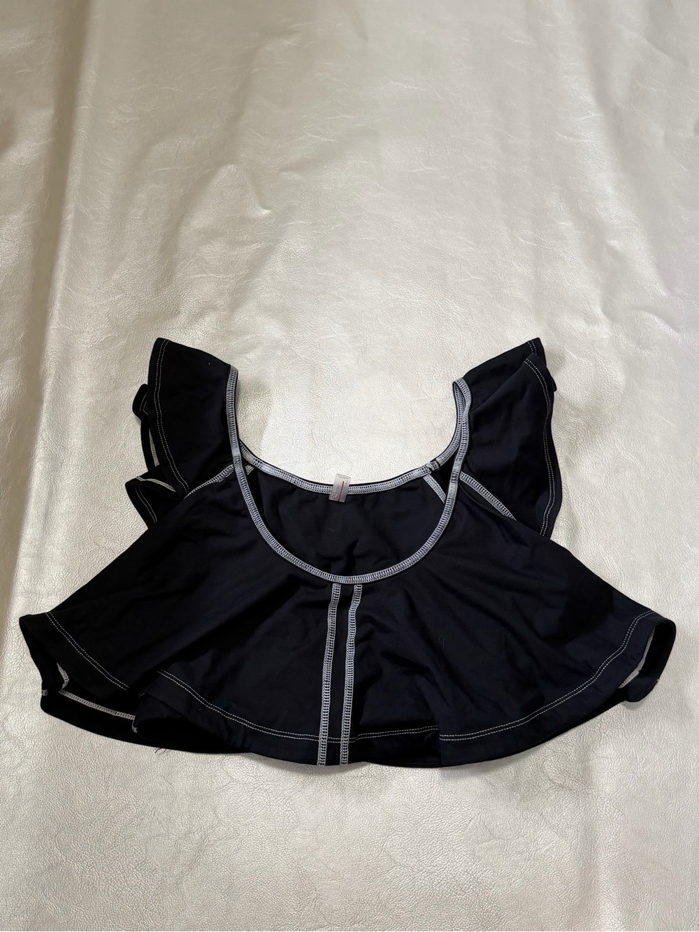 FP Movement by Free People Black Crop Top with Contrast Gray Stitching